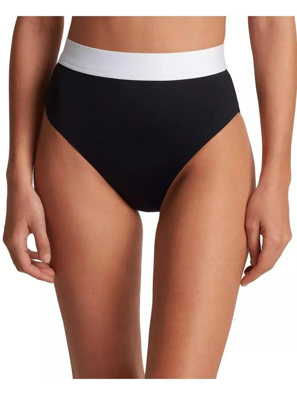 70$ Lauren Ralph Lauren Banded High Waist Bikini Bottoms Women's Size 12 Black
